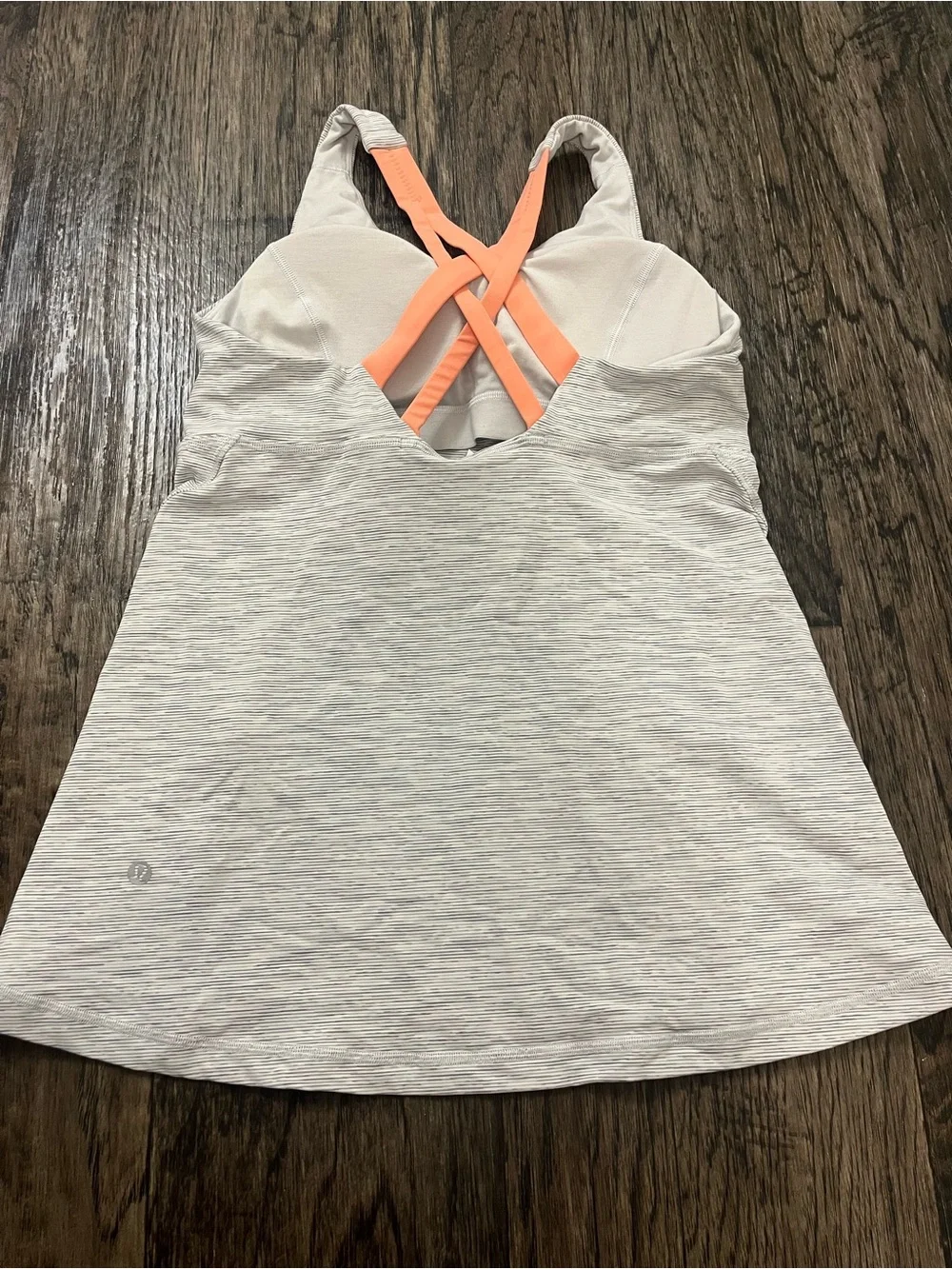 lululemon athletica Light Gray Tank with Coral Strap Detail